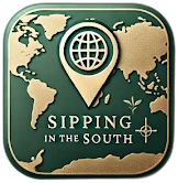 Green and gold Sipping in the South logo
